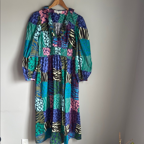 Geisha Designs for Anthropologie Long-Sleeve Printed Maxi Dress Large - Picture 3 of 15